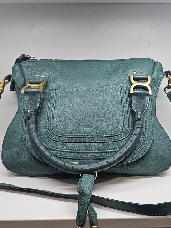 Chloe Handbags - Chloe Marcie Green Leather Shoulder Bag